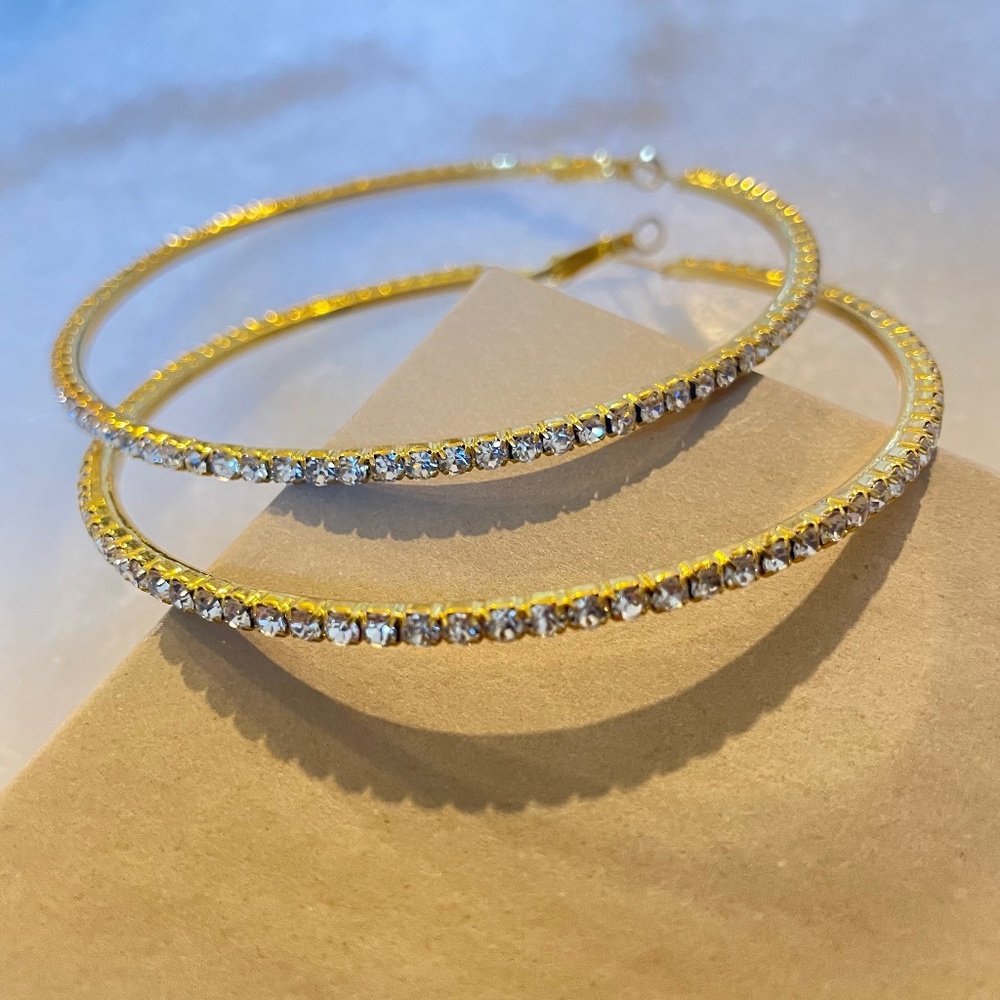 Gold Diamond Hoop Earrings